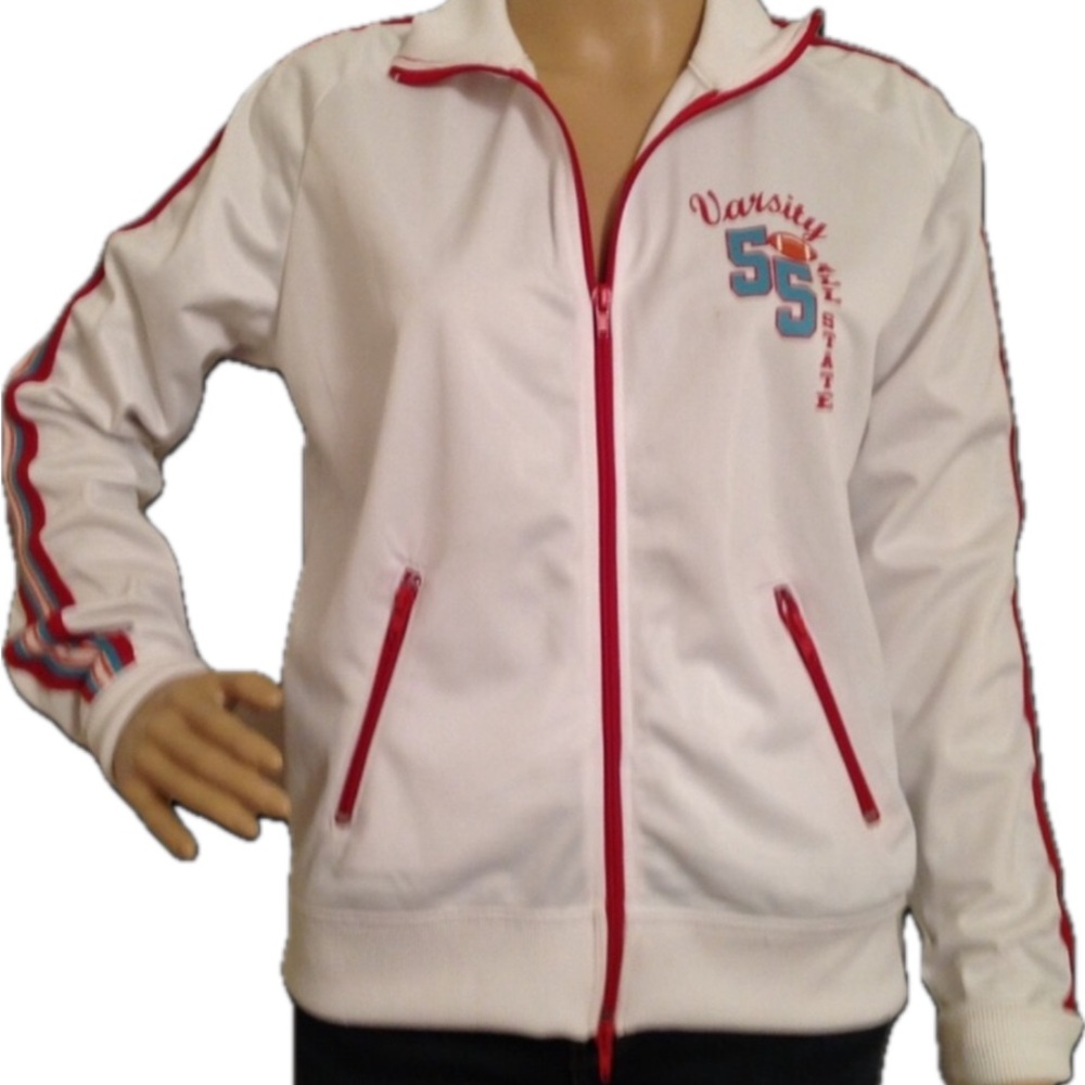 RUE 21 WARM UP JACKET LARGE WHITE RED AND TEAL - Picture 12 of 12